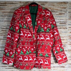 Festive Red and Green Men's Suit Blazer without tags